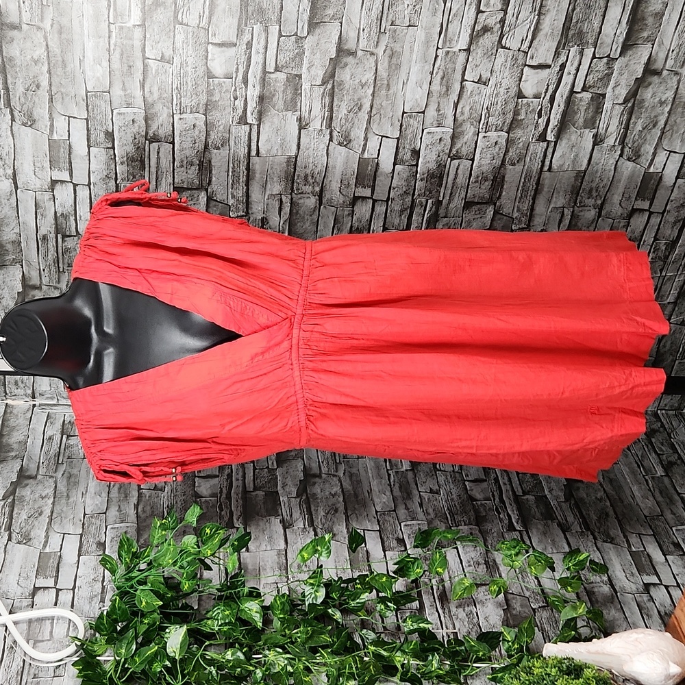 Lauren Ralph Lauren Red Gauze Tie-Sleeve Dress - Picture 4 of 10